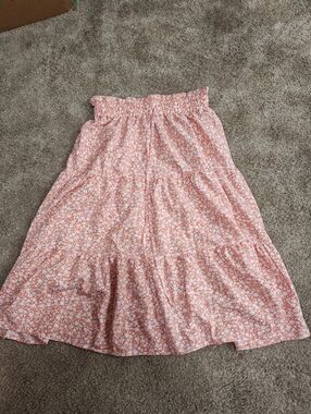 SHEIN Orange Floral A-Line Skirt